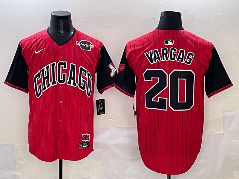 Men 2025 Chicago White Sox #20 Vargas Red Stripe Joint Name Nike MLB Jersey style 5